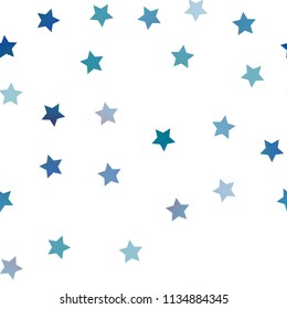 Dark BLUE vector seamless texture with beautiful stars. Stars on blurred abstract background with gradient. The pattern can be used for new year ad, booklets.