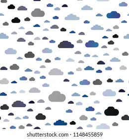 Dark BLUE vector seamless texture with cloudy sky. Beautiful illustration with colorful sky, clouds. Pattern for design of window blinds, curtains.