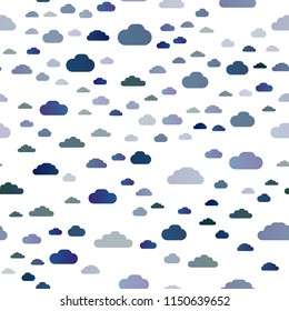 Dark BLUE vector seamless texture with cloudy sky. Colorful illustration with abstract clouds. Trendy design for wallpaper, fabric makers.