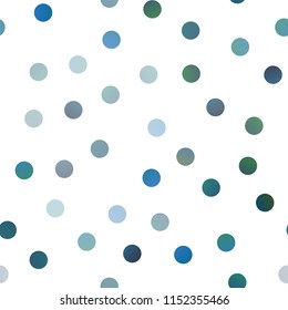 Dark BLUE vector seamless texture with disks. Blurred bubbles on abstract background with colorful gradient. Beautiful design for your business natural advert.