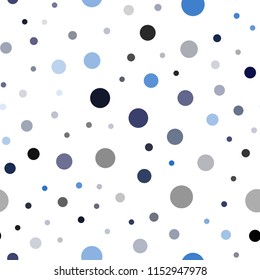 Dark BLUE vector seamless texture with disks. Blurred bubbles on abstract background with colorful gradient. Pattern for design of window blinds, curtains.