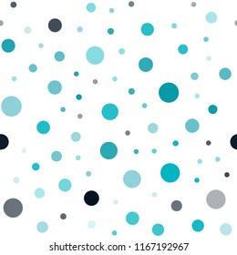 Dark BLUE vector seamless texture with disks. Illustration with set of shining colorful abstract circles. Template for business cards, websites.