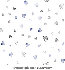 Dark BLUE vector seamless texture with lovely hearts. Blurred decorative design in doodle style with hearts. Beautiful design for your business advert of anniversary.