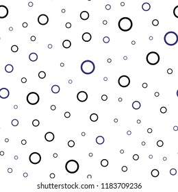 Dark BLUE vector seamless texture with disks. Modern abstract illustration with colorful water drops. Completely new template for your brand book.