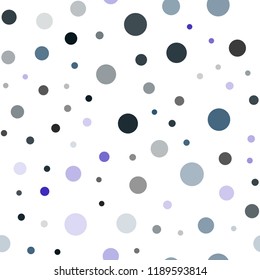 Dark BLUE vector seamless texture with disks. Glitter abstract illustration with blurred drops of rain. Template for business cards, websites.