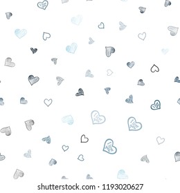 Dark BLUE vector seamless texture with lovely hearts. Glitter abstract illustration with colorful hearts in romantic style. Pattern for carnival, festival romantic leaflets.