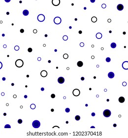 Dark BLUE vector seamless texture with disks. Abstract illustration with colored bubbles in nature style. Template for business cards, websites.