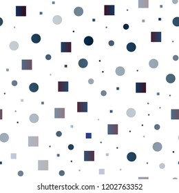 Dark BLUE vector seamless texture with disks, rectangles. Colorful illustration with circles, squares in nature style. Trendy design for wallpaper, fabric makers.