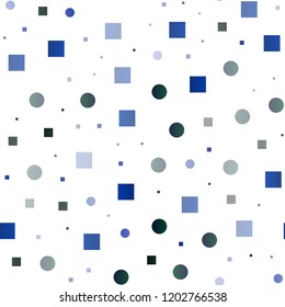 Dark BLUE vector seamless texture with disks, rectangles. Abstract illustration with colorful circles, rectangles. Pattern for design of fabric, wallpapers.