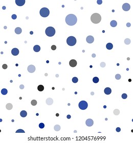 Dark BLUE vector seamless texture with disks. Beautiful colored illustration with blurred circles in nature style. Design for textile, fabric, wallpapers.