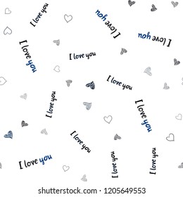 Dark BLUE vector seamless texture with lovely hearts. Hearts on blurred abstract background with colorful gradient. Design for ad, poster, banner of Valentine Day.