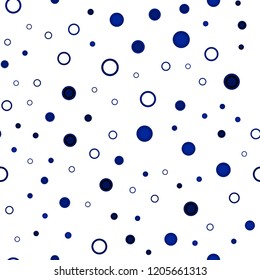 Dark BLUE vector seamless texture with disks. Abstract illustration with colored bubbles in nature style. Pattern for design of window blinds, curtains.