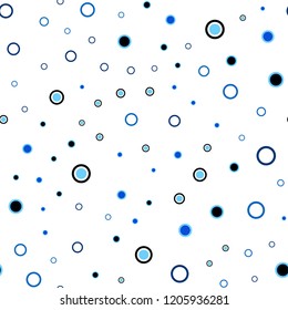 Dark BLUE vector seamless texture with disks. Abstract illustration with colored bubbles in nature style. Trendy design for wallpaper, fabric makers.