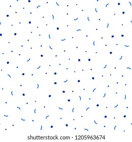 Dark BLUE vector seamless texture with disks, lines. Abstract illustration with colorful discs and triangles. Pattern for design of window blinds, curtains.