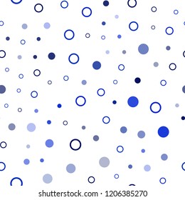 Dark BLUE vector seamless texture with disks. Illustration with set of shining colorful abstract circles. Trendy design for wallpaper, fabric makers.