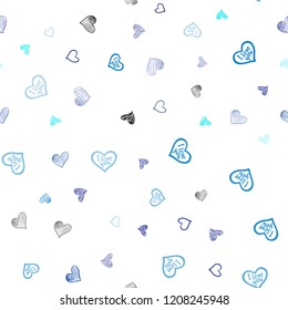 Dark BLUE vector seamless texture with lovely hearts. Beautiful colored illustration with hearts in celebration style. Design for ad, poster, banner of Valentine Day.