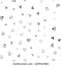 Dark BLUE vector seamless texture with lovely hearts. Illustration with hearts in love concept for valentine's day. Pattern can be used for valentine's ad, booklets.