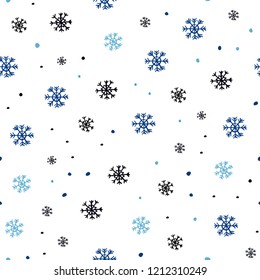 Dark BLUE vector seamless texture with colored snowflakes. Colorful snowflakes with gradient on abstract background. Design for textile, fabric, wallpapers.