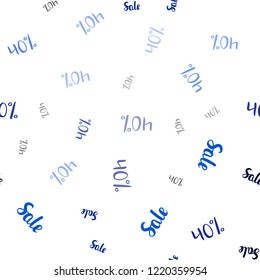 Dark BLUE vector seamless texture with selling prices 40 %. Shining colorful illustration with isolated selling prices. Backdrop for super sales on Black Friday.