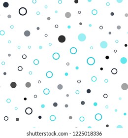 Dark BLUE vector seamless texture with disks. Glitter abstract illustration with blurred drops of rain. Pattern for design of window blinds, curtains.