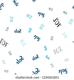 Dark BLUE vector seamless texture with selling prices 70 %. Colorful set of  percentage signs in simple style. Design for business ads, commercials.