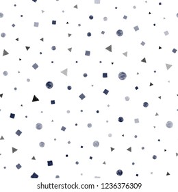 Dark BLUE vector seamless texture with poly style with circles, cubes. Abstract illustration with colorful dots, lines, cubes. Pattern for design of window blinds, curtains.