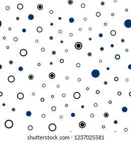Dark BLUE vector seamless texture with disks. Glitter abstract illustration with blurred drops of rain. Pattern for design of fabric, wallpapers.