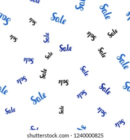 Dark BLUE vector seamless texture with selling simbols. Illustration with signs of sales on abstract template. Backdrop for super sales on Black Friday.