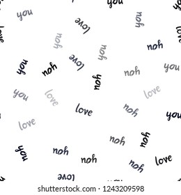 Dark BLUE vector seamless texture with words LOVE YOU. Illustration with colorful phrase LOVE YOU in romantic style. Design for wallpaper, fabric makers.