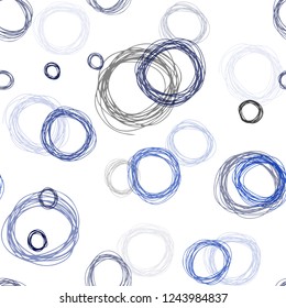 Dark BLUE vector seamless texture with disks. Modern abstract illustration with colorful water drops. Texture for window blinds, curtains.