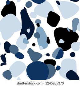 Dark BLUE vector seamless texture with disks. Glitter abstract illustration with blurred drops of rain. Pattern for trendy fabric, wallpapers.