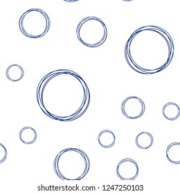 Dark BLUE vector seamless texture with disks. Blurred decorative design in abstract style with bubbles. Pattern for trendy fabric, wallpapers.