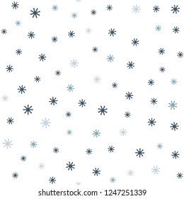Dark BLUE vector seamless texture with colored snowflakes. Glitter abstract illustration with crystals of ice. Design for wallpaper, fabric makers.