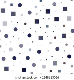 Dark BLUE vector seamless texture with disks, rectangles. Abstract backdrop with colorful circles, rectangles. Pattern for design of window blinds, curtains.