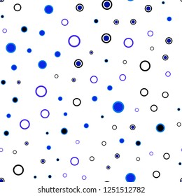Dark BLUE vector seamless texture with disks. Blurred decorative design in abstract style with bubbles. Design for textile, fabric, wallpapers.
