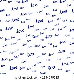 Dark BLUE vector seamless texture with words LOVE YOU. Illustration with phrase LOVE YOU for valentine's day. Pattern for trendy fabric, wallpapers.
