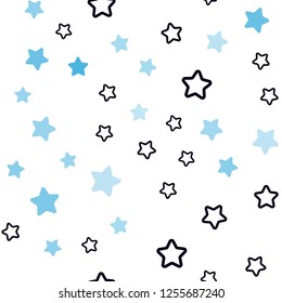 Dark BLUE vector seamless texture with beautiful stars. Blurred decorative design in simple style with stars. Design for textile, fabric, wallpapers.