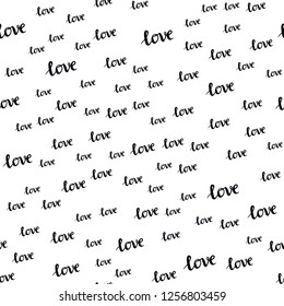 Dark BLUE vector seamless texture with words LOVE YOU. Illustration with colorful phrase LOVE YOU in romantic style. Pattern for design of fabric, wallpapers.