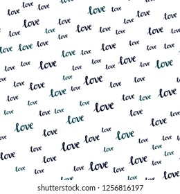 Dark BLUE vector seamless texture with words LOVE YOU. Phrase LOVE YOU with colorful gradient in abstract style. Pattern for design of fabric, wallpapers.