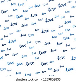 Dark BLUE vector seamless texture with words LOVE YOU. Phrase LOVE YOU with colorful gradient in abstract style. Design for wallpaper, fabric makers.