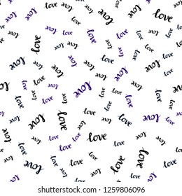 Dark BLUE vector seamless texture with words LOVE YOU. Illustration with phrase LOVE YOU for valentine's day. Design for textile, fabric, wallpapers.