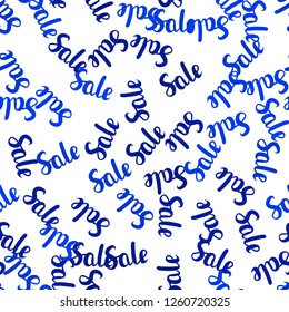 Dark BLUE vector seamless texture with selling prices 70, 90 %. Gradient illustration with discount signs on white backdrop. Design for business ads, commercials.