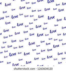 Dark BLUE vector seamless texture with words LOVE YOU. Phrase LOVE YOU with colorful gradient in abstract style. Pattern for trendy fabric, wallpapers.