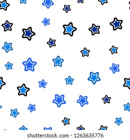 Dark BLUE vector seamless texture with beautiful stars. Shining colored illustration with stars. Pattern for trendy fabric, wallpapers.