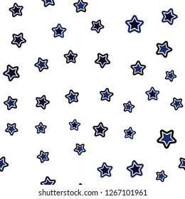 Dark BLUE vector seamless texture with beautiful stars. Glitter abstract illustration with colored stars. Design for wallpaper, fabric makers.