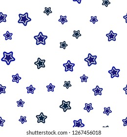 Dark BLUE vector seamless texture with beautiful stars. Stars on blurred abstract background with gradient. Texture for window blinds, curtains.