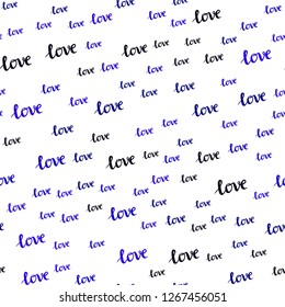 Dark BLUE vector seamless texture with words LOVE YOU. Illustration with colorful phrase LOVE YOU in romantic style. Design for wallpaper, fabric makers.