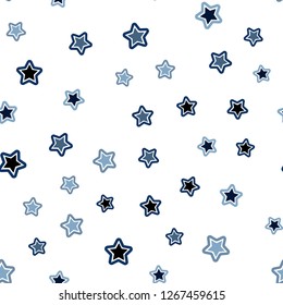 Dark BLUE vector seamless texture with beautiful stars. Modern geometrical abstract illustration with stars. Pattern for design of fabric, wallpapers.