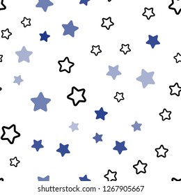 Dark BLUE vector seamless texture with beautiful stars. Blurred decorative design in simple style with stars. Pattern for design of fabric, wallpapers.
