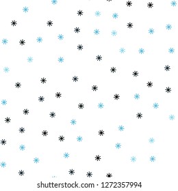 Dark BLUE vector seamless texture with colored snowflakes. Colorful decorative design in xmas style with snow. Template for business cards, websites.